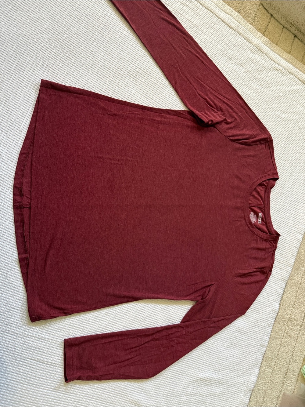 Duluth Trading Co Maroon Long Sleeve Crewneck Tee